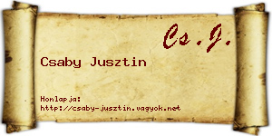 Csaby Jusztin névjegykártya